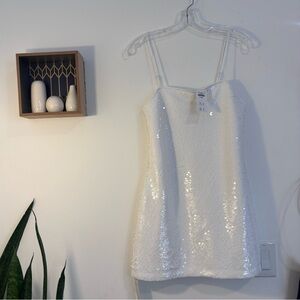 NWT abercrombie and fitch White Sequin Mini Dress